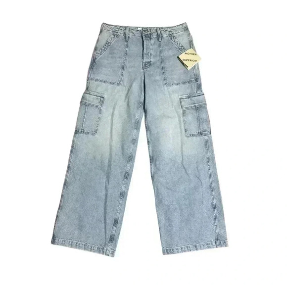 Mother Denim The Spinner Cargo Nerdy Light Wash Jeans Button Fly Size 29 NWT - Picture 3 of 8